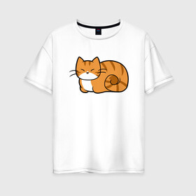 Женская футболка хлопок Oversize с принтом Кошечка в Петрозаводске, 100% хлопок | свободный крой, круглый ворот, спущенный рукав, длина до линии бедер
 | animal | cat | cute | kitty | meow | друг | животные | киска | кися | китти | кот | котенок | котик | котэ | кошечка | кошка | мур | мяу | питомец