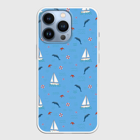 Чехол для iPhone 13 Pro с принтом Море, дельфины, парусник в Петрозаводске,  |  | Тематика изображения на принте: boat | dolphins | lifebuoy | marine | ocean | sea | southern | starfish | summer | vacation | waves | волны | корабль | лето | лодка | морская звезда | морской | обитатели | океан | отдых | пейзаж | плавание | пляж | синий | спасательный круг | 