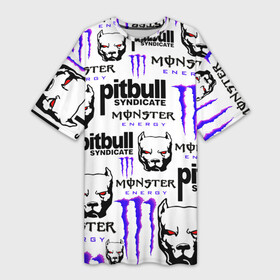 Платье-футболка 3D с принтом PITBULL SYNDICATE X MONSTER в Петрозаводске,  |  | games | monster energy | pitbull syndicate | игры | питбудь синдикат | питбуль | разработчик игр | собака | энергетик. | эрик давидыч