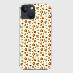 Чехол для iPhone 13 mini с принтом Яблоки и мёд в Петрозаводске,  |  | apples | art | background | bees | drawings | honey | pattern | texture | арт | мед | паттерн | пчелы | рисунки | текстура | фон | яблоки