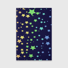 Обложка для паспорта матовая кожа с принтом Звезды в Петрозаводске, натуральная матовая кожа | размер 19,3 х 13,7 см; прозрачные пластиковые крепления | звезда | звездопад | небо | ночь | разноцветный