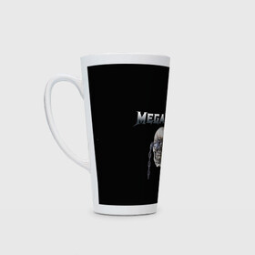 Кружка Латте с принтом Megadeth в Петрозаводске, Белая керамика | Объем 480 мл; Высота 150 мм; Диаметр 90 мм | megadeth | rock | trash metal | мега | мегадетх | метал | рок
