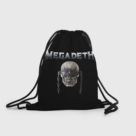 Рюкзак-мешок 3D с принтом Megadeth в Петрозаводске, 100% полиэстер | плотность ткани — 200 г/м2, размер — 35 х 45 см; лямки — толстые шнурки, застежка на шнуровке, без карманов и подкладки | megadeth | rock | trash metal | мега | мегадетх | метал | рок