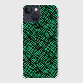 Чехол для iPhone 13 mini с принтом Абстрактный зелено черный узор в Петрозаводске,  |  | абстрактный | зеленый | креативный камуфляж | линии | молодежный | полосатый | черный