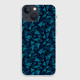 Чехол для iPhone 13 mini с принтом Синий  полигональный паттерн в Петрозаводске,  |  | любовь | молодежный | набросок | полосатый узор | популярный | рисунок | скетч | черно белый | школа