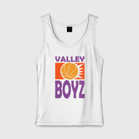 Женская майка хлопок с принтом Valley Boyz в Петрозаводске, 95% хлопок, 5% эластан |  | basketball | mvp | nba | phoenix | sport | streetball | suns | аризона | баскетбол | игра | крис пол | мяч | нба | санс | спорт | стритбол | тренер | финикс | чемпион