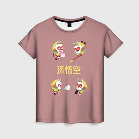 Женская футболка 3D с принтом Сунь Укун - 4 настроения в Петрозаводске, 100% полиэфир ( синтетическое хлопкоподобное полотно) | прямой крой, круглый вырез горловины, длина до линии бедер | sun wukong | китайская мифология | путешествие на запад | сунь укун | царь обезьян