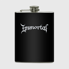 Фляга с принтом Immortal в Петрозаводске, металлический корпус | емкость 0,22 л, размер 125 х 94 мм. Виниловая наклейка запечатывается полностью | Тематика изображения на принте: black metal | immortal | rock | иммортал | метал | рок