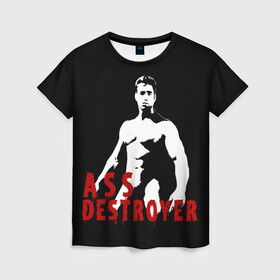 Женская футболка 3D с принтом ASS DESTROYER SF 3D в Петрозаводске, 100% полиэфир ( синтетическое хлопкоподобное полотно) | прямой крой, круглый вырез горловины, длина до линии бедер | асс дестроер | качек | мускулы | человек