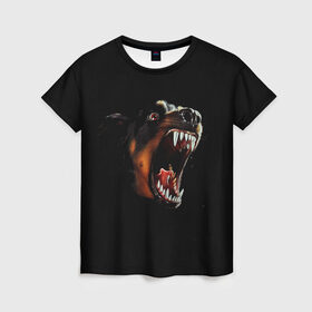 Женская футболка 3D с принтом РОТВЕЙЛЕР в Петрозаводске, 100% полиэфир ( синтетическое хлопкоподобное полотно) | прямой крой, круглый вырез горловины, длина до линии бедер | animal | dog | evil | fury | домашние | животные | звери | злой | зубы | клыки | пасть | пес | ротвейлер | собака | ярость