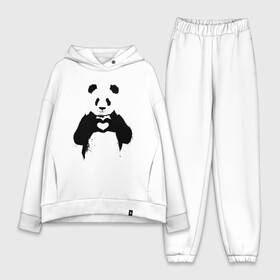 Женский костюм хлопок Oversize с принтом ПАНДА ЛАЙК   ЛЮБОВЬ   PANDA LOVE в Петрозаводске,  |  | heart | like | likes | love | paints | panda | брызги | животные | звери | краски | лайк | лайки | любовь | панда | сердечко | чб | чёрно белое