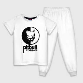 Детская пижама хлопок с принтом PITBULL SYNDICATE | ПИТБУЛЬ в Петрозаводске, 100% хлопок |  брюки и футболка прямого кроя, без карманов, на брюках мягкая резинка на поясе и по низу штанин
 | america | animals | pitbull | pitbull syndicate | sport | usa | америка | животные | питбуль | питбуль синдикат | питбультерьер | собаки | спорт | сша