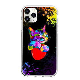 Чехол для iPhone 11 Pro матовый с принтом РАДУЖНЫЙ КОТИК / RAINBOW KITTY в Петрозаводске, Силикон |  | heart | kitty | like | low poly | rainbow | животные | звери | котик | лайк | радуга | радужный котик | сердечко | цветные