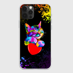 Чехол для iPhone 12 Pro Max с принтом РАДУЖНЫЙ КОТИК / RAINBOW KITTY в Петрозаводске, Силикон |  | heart | kitty | like | low poly | rainbow | животные | звери | котик | лайк | радуга | радужный котик | сердечко | цветные