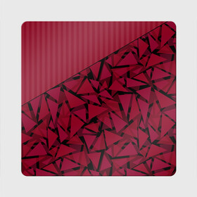 Магнит виниловый Квадрат с принтом Красный комбинированный узор  в Петрозаводске, полимерный материал с магнитным слоем | размер 9*9 см, закругленные углы | Тематика изображения на принте: абстрактный | в полоску | геометрический | красный | полосатый | современный