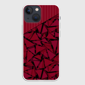 Чехол для iPhone 13 mini с принтом Красный комбинированный узор в Петрозаводске,  |  | абстрактный | в полоску | геометрический | красный | полосатый | современный