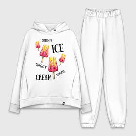 Женский костюм хлопок Oversize с принтом ICE CREAM в Петрозаводске,  |  | ice cream | summer | лето | мороженое | сочное | яркое
