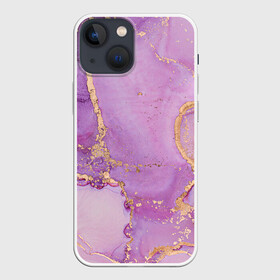 Чехол для iPhone 13 mini с принтом Сиреневые разводы краски в Петрозаводске,  |  | абстракция | блестки | градиент | золото | разводы краски