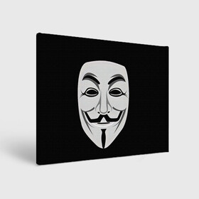 Холст прямоугольный с принтом Guy Fawkes в Петрозаводске, 100% ПВХ |  | Тематика изображения на принте: белый | бородка | гай фокс | лицо | маска | усы | черный