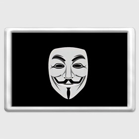 Магнит 45*70 с принтом Guy Fawkes в Петрозаводске, Пластик | Размер: 78*52 мм; Размер печати: 70*45 | Тематика изображения на принте: белый | бородка | гай фокс | лицо | маска | усы | черный