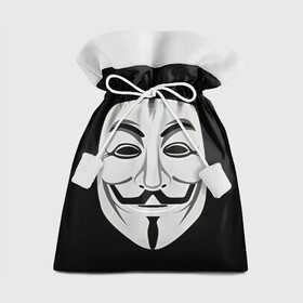 Подарочный 3D мешок с принтом Guy Fawkes в Петрозаводске, 100% полиэстер | Размер: 29*39 см | Тематика изображения на принте: белый | бородка | гай фокс | лицо | маска | усы | черный
