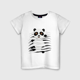Детская футболка хлопок с принтом МАЛЫШ ПАНДА в Петрозаводске, 100% хлопок | круглый вырез горловины, полуприлегающий силуэт, длина до линии бедер | baby | bear | china | honey | little | panda | sweet | texture | иллюзия | китай | малыш | медведь | милый | мишка | няшка | панда | текстуры