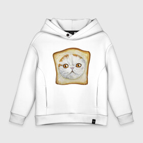 Детское худи Oversize хлопок с принтом Bread Cat в Петрозаводске, френч-терри — 70% хлопок, 30% полиэстер. Мягкий теплый начес внутри —100% хлопок | боковые карманы, эластичные манжеты и нижняя кромка, капюшон на магнитной кнопке | animal | bread | cat | cute | kitty | meow | друг | еда | животные | киска | кися | китти | кот | котенок | котик | котэ | кошечка | кошка | мур | мяу | питомец | хлеб