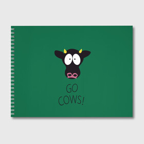Альбом для рисования с принтом Go Cows в Петрозаводске, 100% бумага
 | матовая бумага, плотность 200 мг. | cow | south park | sport | коровы | мульт | мультфильм | спорт | южный парк