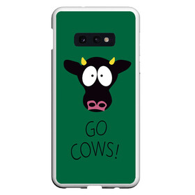 Чехол для Samsung S10E с принтом Go Cows в Петрозаводске, Силикон | Область печати: задняя сторона чехла, без боковых панелей | cow | south park | sport | коровы | мульт | мультфильм | спорт | южный парк