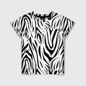 Детская футболка 3D с принтом Черно-белая зебра в Петрозаводске, 100% гипоаллергенный полиэфир | прямой крой, круглый вырез горловины, длина до линии бедер, чуть спущенное плечо, ткань немного тянется | зебра | модный | молодежный | популярный | современный | тигровый | тренд | черно белый
