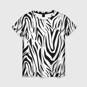 Женская футболка 3D с принтом Черно-белая зебра в Петрозаводске, 100% полиэфир ( синтетическое хлопкоподобное полотно) | прямой крой, круглый вырез горловины, длина до линии бедер | зебра | модный | молодежный | популярный | современный | тигровый | тренд | черно белый