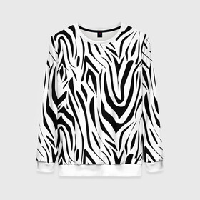 Женский свитшот 3D с принтом Черно-белая зебра в Петрозаводске, 100% полиэстер с мягким внутренним слоем | круглый вырез горловины, мягкая резинка на манжетах и поясе, свободная посадка по фигуре | зебра | модный | молодежный | популярный | современный | тигровый | тренд | черно белый
