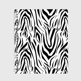 Тетрадь с принтом Черно-белая зебра в Петрозаводске, 100% бумага | 48 листов, плотность листов — 60 г/м2, плотность картонной обложки — 250 г/м2. Листы скреплены сбоку удобной пружинной спиралью. Уголки страниц и обложки скругленные. Цвет линий — светло-серый
 | зебра | модный | молодежный | популярный | современный | тигровый | тренд | черно белый