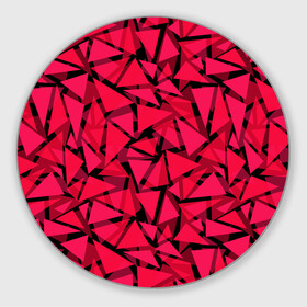 Коврик для мышки круглый с принтом Красно-черный полигональный в Петрозаводске, резина и полиэстер | круглая форма, изображение наносится на всю лицевую часть | абстрактный | алый | геометрический | детский | красный | молодежный | современный | текстура | треугольники | узор