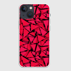 Чехол для iPhone 13 mini с принтом Красно черный полигональный в Петрозаводске,  |  | абстрактный | алый | геометрический | детский | красный | молодежный | современный | текстура | треугольники | узор