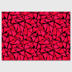 Поздравительная открытка с принтом Красно-черный полигональный в Петрозаводске, 100% бумага | плотность бумаги 280 г/м2, матовая, на обратной стороне линовка и место для марки
 | Тематика изображения на принте: абстрактный | алый | геометрический | детский | красный | молодежный | современный | текстура | треугольники | узор