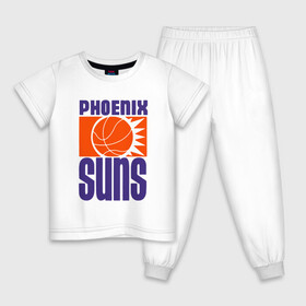 Детская пижама хлопок с принтом Phoenix Suns в Петрозаводске, 100% хлопок |  брюки и футболка прямого кроя, без карманов, на брюках мягкая резинка на поясе и по низу штанин
 | Тематика изображения на принте: basketball | mvp | nba | phoenix | sport | streetball | suns | аризона | баскетбол | игра | крис пол | мяч | нба | санс | спорт | стритбол | тренер | финикс | чемпион