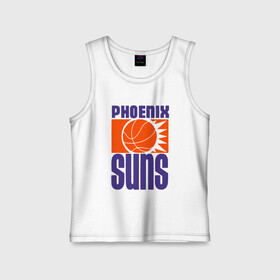 Детская майка хлопок с принтом Phoenix Suns в Петрозаводске,  |  | Тематика изображения на принте: basketball | mvp | nba | phoenix | sport | streetball | suns | аризона | баскетбол | игра | крис пол | мяч | нба | санс | спорт | стритбол | тренер | финикс | чемпион