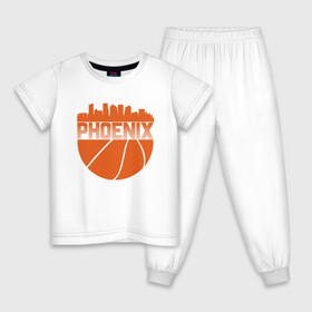 Детская пижама хлопок с принтом Phoenix Ball в Петрозаводске, 100% хлопок |  брюки и футболка прямого кроя, без карманов, на брюках мягкая резинка на поясе и по низу штанин
 | Тематика изображения на принте: basketball | mvp | nba | phoenix | sport | streetball | suns | аризона | баскетбол | игра | крис пол | мяч | нба | санс | спорт | стритбол | тренер | финикс | чемпион