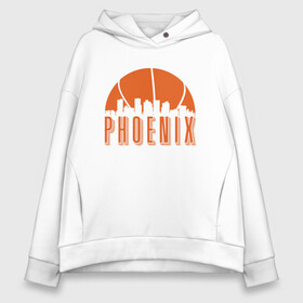 Женское худи Oversize хлопок с принтом Phoenix City в Петрозаводске, френч-терри — 70% хлопок, 30% полиэстер. Мягкий теплый начес внутри —100% хлопок | боковые карманы, эластичные манжеты и нижняя кромка, капюшон на магнитной кнопке | Тематика изображения на принте: basketball | mvp | nba | phoenix | sport | streetball | suns | аризона | баскетбол | игра | крис пол | мяч | нба | санс | спорт | стритбол | тренер | финикс | чемпион