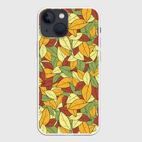 Чехол для iPhone 13 mini с принтом Яркие осенние листья в Петрозаводске,  |  | желтые | зеленые | золотая | красные | листья | осенний | осень | яркие