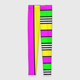 Леггинсы 3D с принтом полосатый неоновый модный узор в Петрозаводске, 80% полиэстер, 20% эластан | Эластичный пояс, зауженные к низу, низкая посадка | желтый неоновый | молодежный | неон | неоновый | неоновый зеленый | полосатый | разноцветный | розовый неоновый