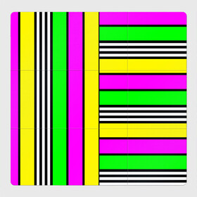 Магнитный плакат 3Х3 с принтом полосатый неоновый модный узор в Петрозаводске, Полимерный материал с магнитным слоем | 9 деталей размером 9*9 см | Тематика изображения на принте: желтый неоновый | молодежный | неон | неоновый | неоновый зеленый | полосатый | разноцветный | розовый неоновый