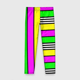 Детские леггинсы 3D с принтом полосатый неоновый модный узор в Петрозаводске, полиэстер 85%, спандекс 15% | эластичный пояс, зауженный крой | желтый неоновый | молодежный | неон | неоновый | неоновый зеленый | полосатый | разноцветный | розовый неоновый