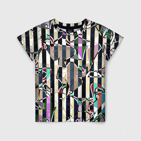 Детская футболка 3D с принтом Полосатый абстрактный узор в Петрозаводске, 100% гипоаллергенный полиэфир | прямой крой, круглый вырез горловины, длина до линии бедер, чуть спущенное плечо, ткань немного тянется | абстрактный | креативный | молодежный | полосатый | разноцветный | рустик | современный