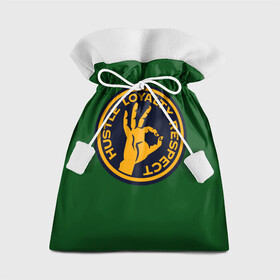 Подарочный 3D мешок с принтом Hustle Loyalty respect  в Петрозаводске, 100% полиэстер | Размер: 29*39 см | жёлтый | зелёный | надпись | преданное уважение | рука | эмблема