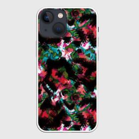 Чехол для iPhone 13 mini с принтом Гранжевый абстрактный узор в Петрозаводске,  |  | абстрактный | гранж | красно малиновый | пестрый | пятна | размытый узор | современный | темный | черный