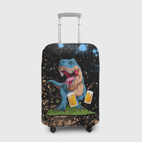 Чехол для чемодана 3D с принтом Пивозавр - Краска в Петрозаводске, 86% полиэфир, 14% спандекс | двустороннее нанесение принта, прорези для ручек и колес | dinosaur | pivo | pivozavr | взрыв | динозавр | краска | прикол