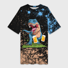 Платье-футболка 3D с принтом Пивозавр   Краска в Петрозаводске,  |  | dinosaur | pivo | pivozavr | взрыв | динозавр | краска | прикол