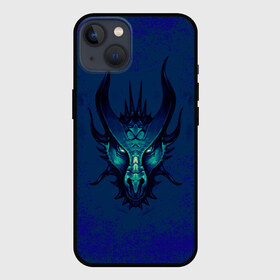 Чехол для iPhone 13 с принтом Водяной дракон в Петрозаводске,  |  | брызги. | вода | дракон | мифология | синий | фиолетовый